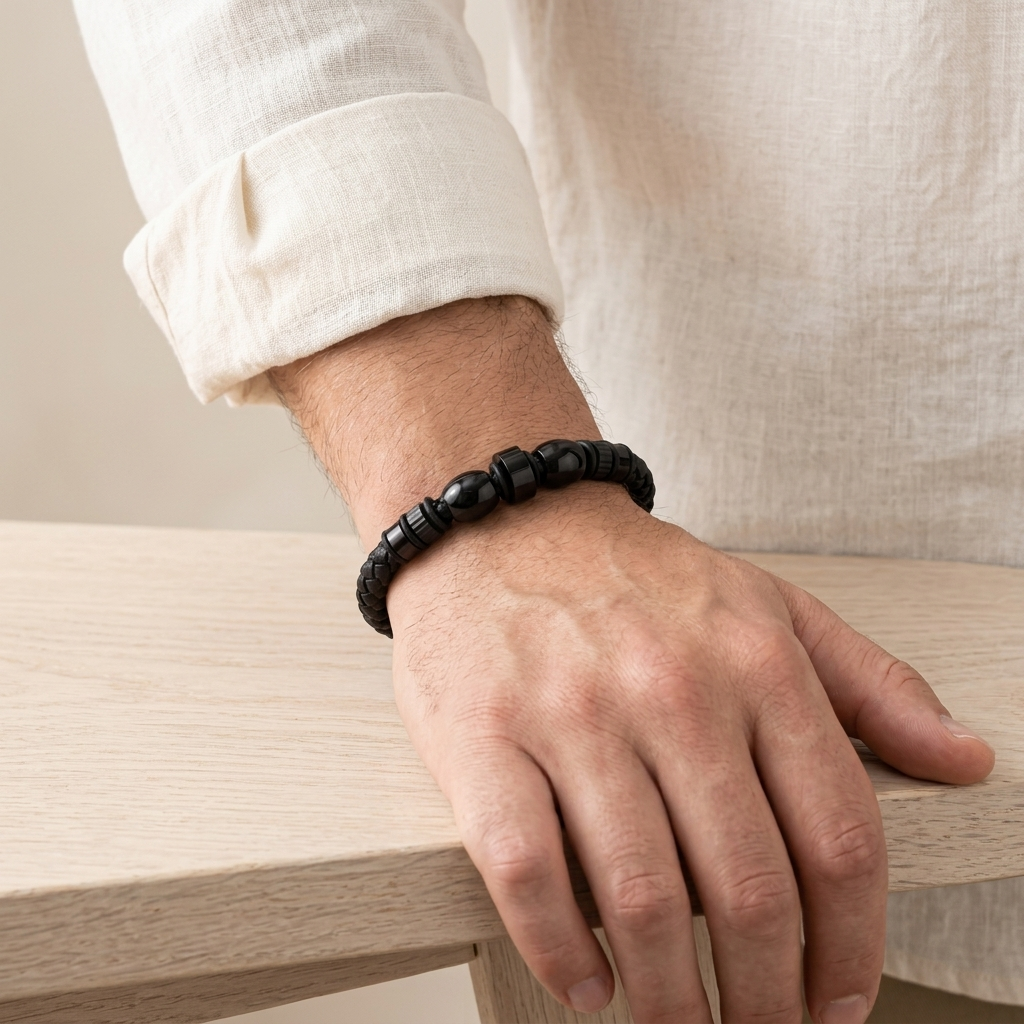 Obsidian Braided Men’s Bracelet