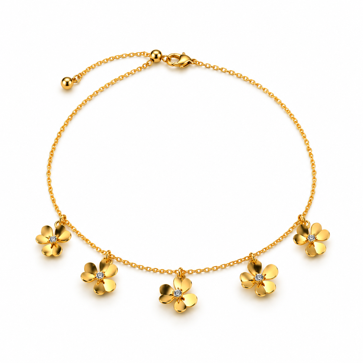 Golden Blossom Crystal Choker & Earrings Set