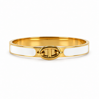 Élise Gold & White Enamel Bangle