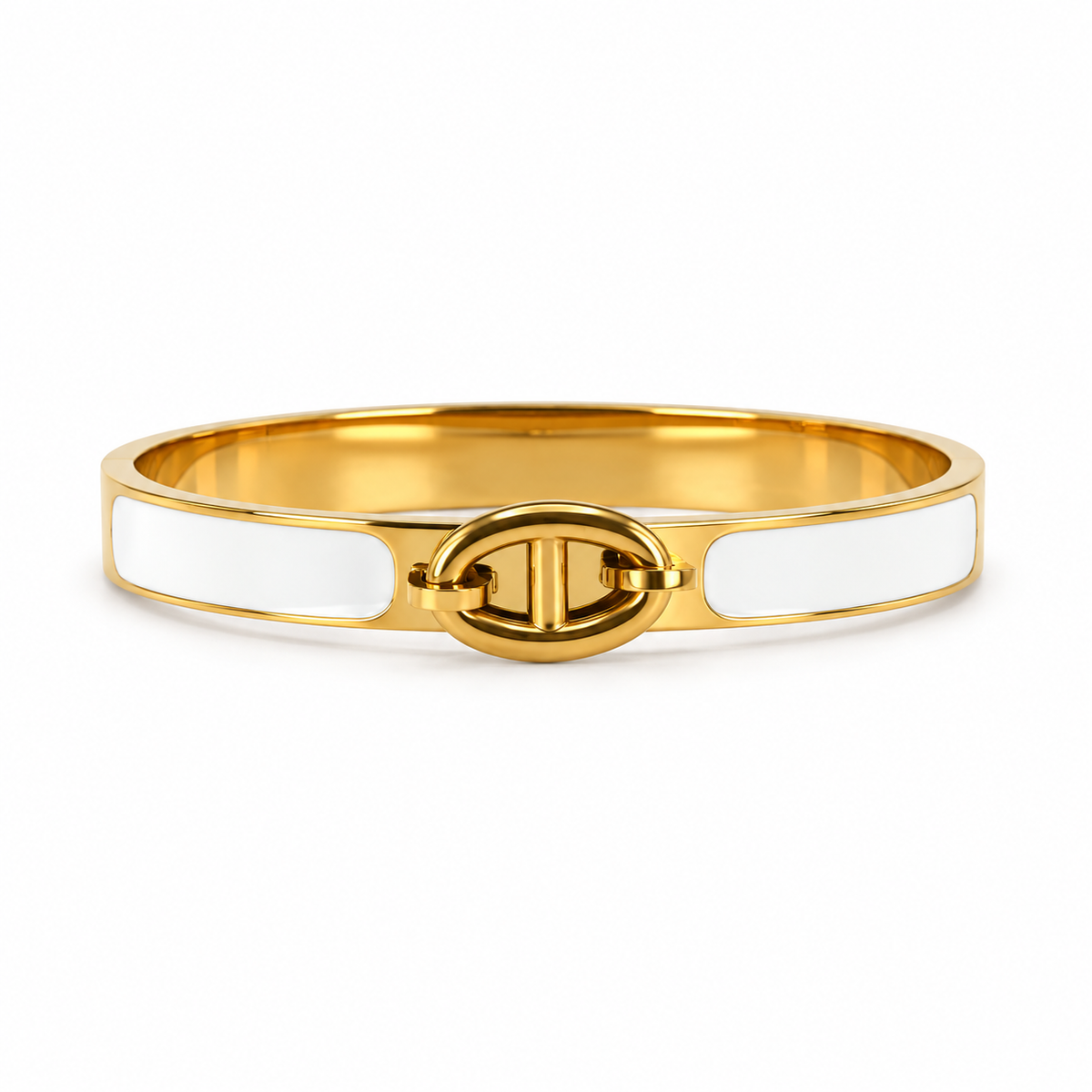 Élise Gold & White Enamel Bangle