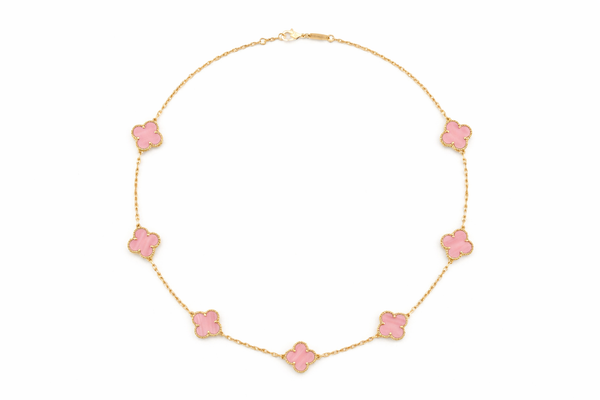 Pink Clover Gold Necklace
