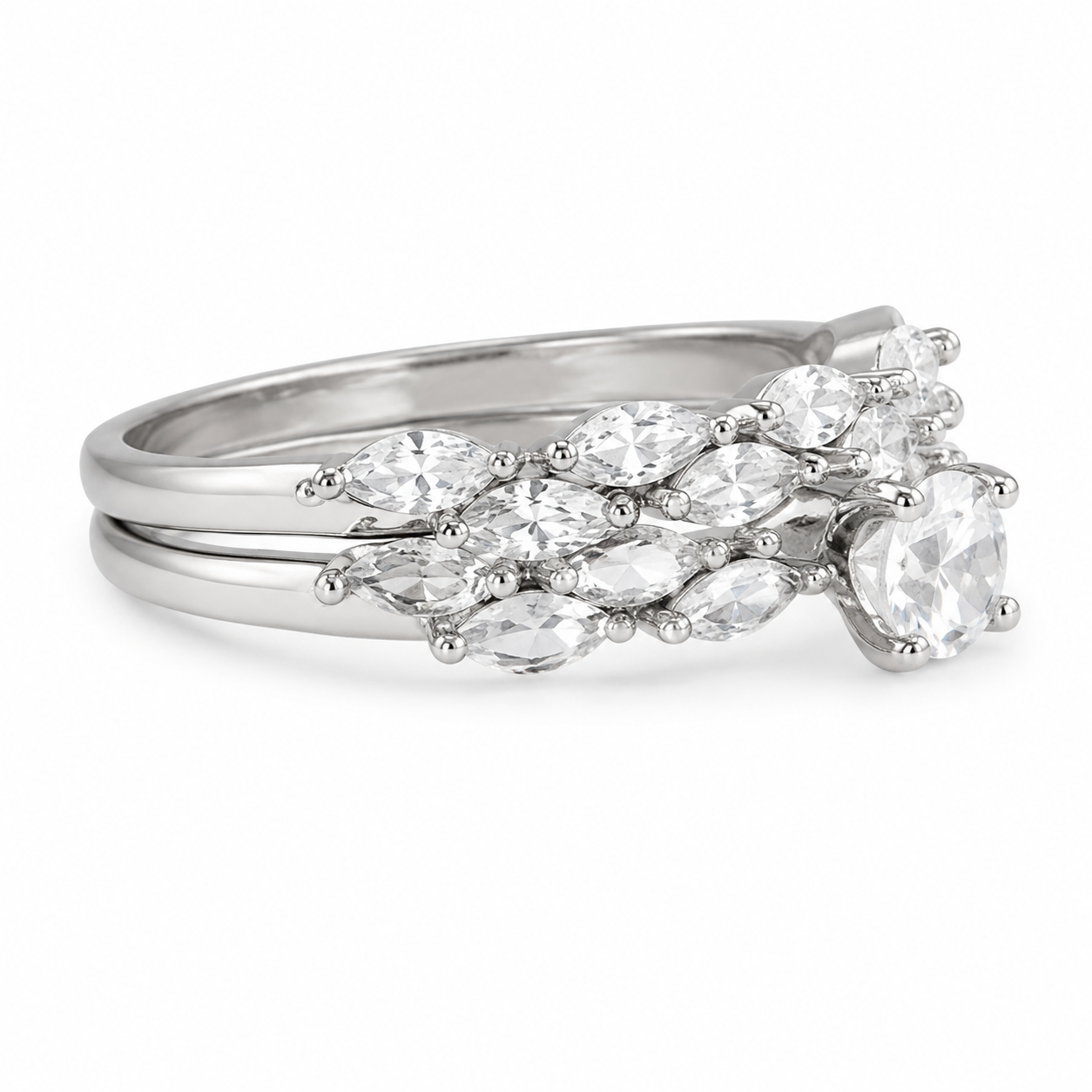 Silver Twins Marquise Ring