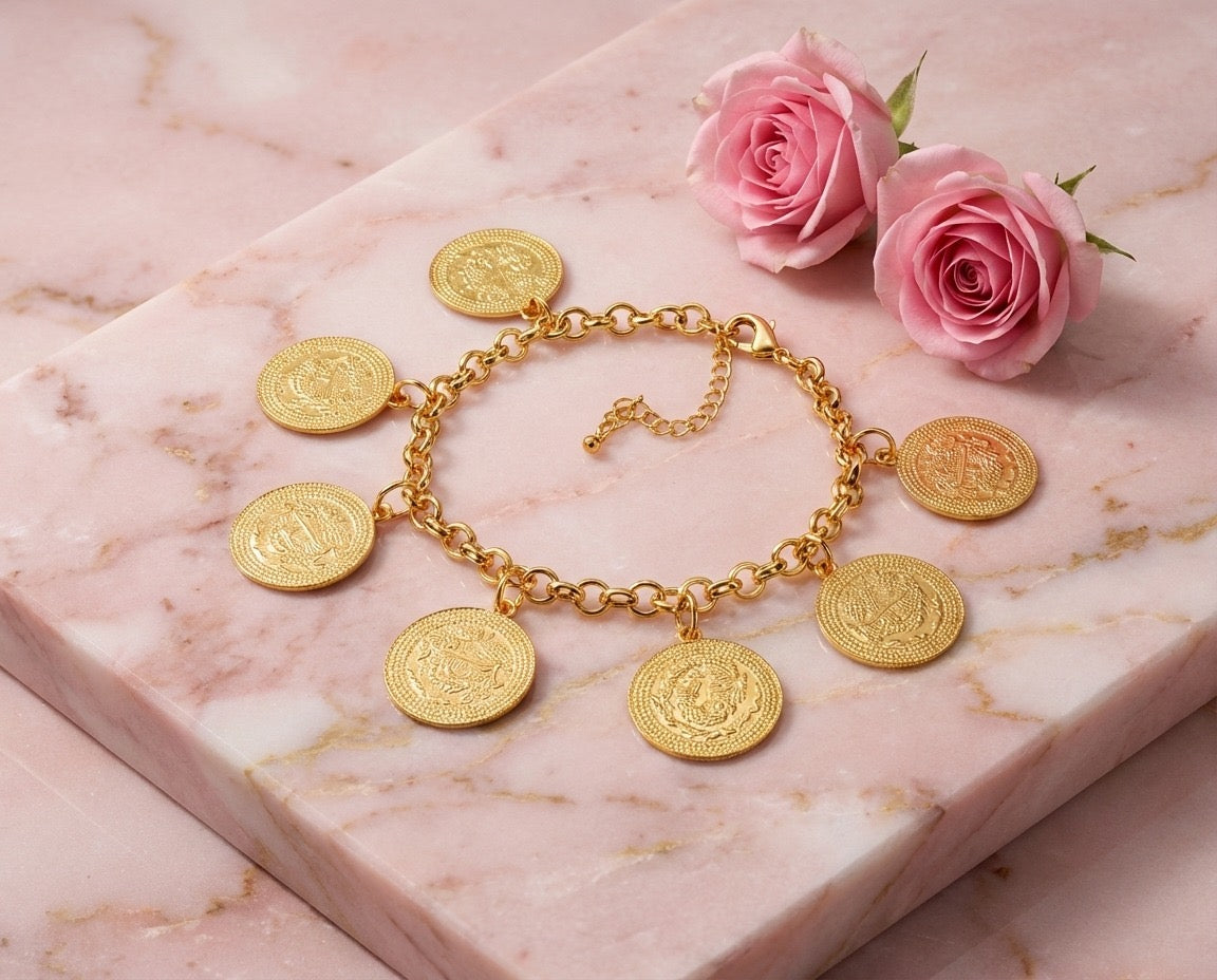 Dalia Gold Coin Charm Bracelet