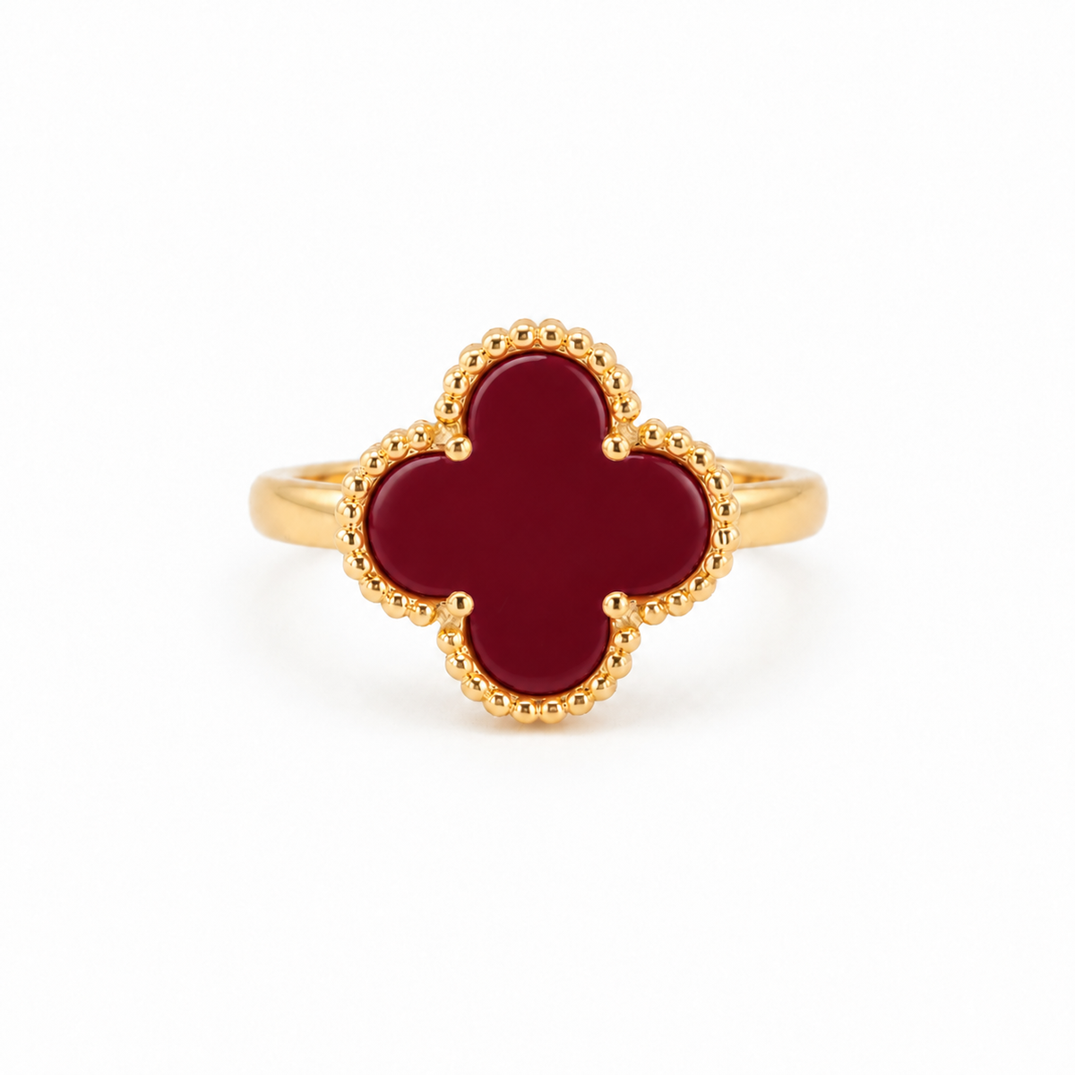 Burgundy Clover Ring