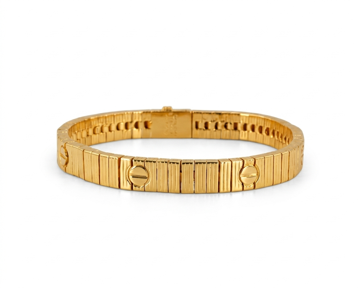 Luxe Screw Detail Gold Bracelet