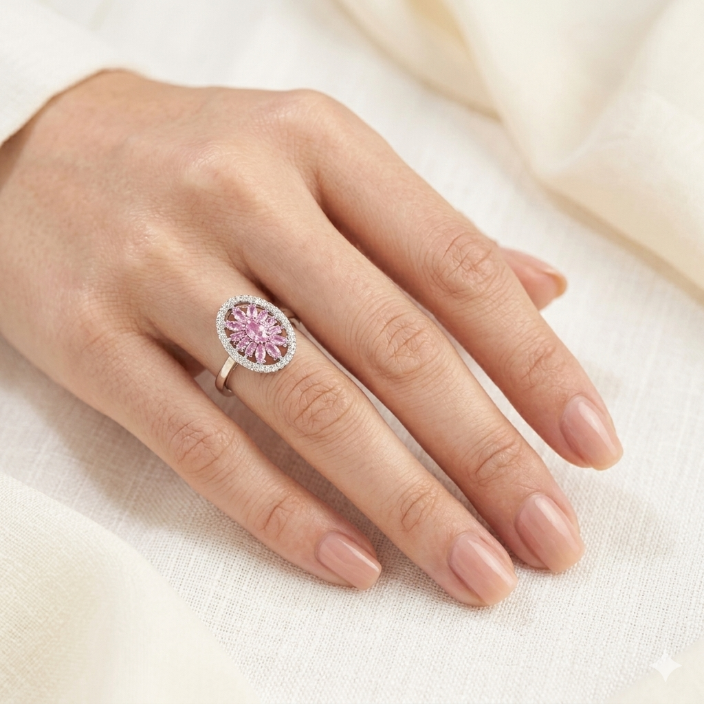 Pink Halo Statement Ring