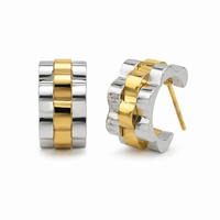 Two-Tone Link Hoop Earrings