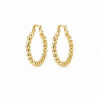 Golden Beaded Hoop Earrings