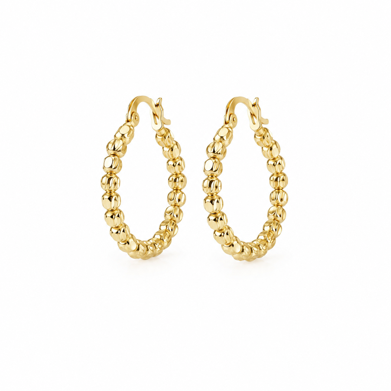 Golden Beaded Hoop Earrings