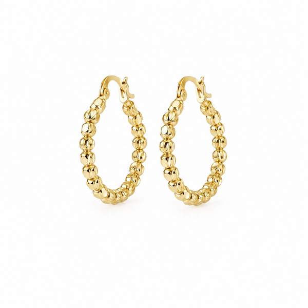Golden Beaded Hoop Earrings