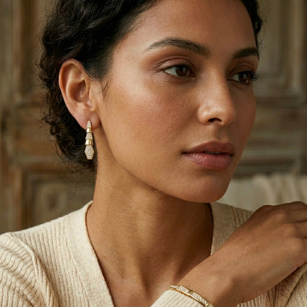 Geometric Crystal Drop Earrings