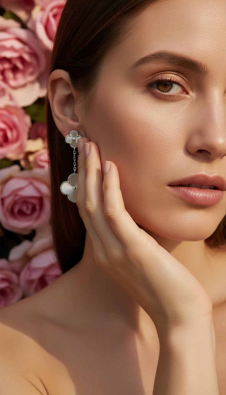 Silver Clover Drop Earrings