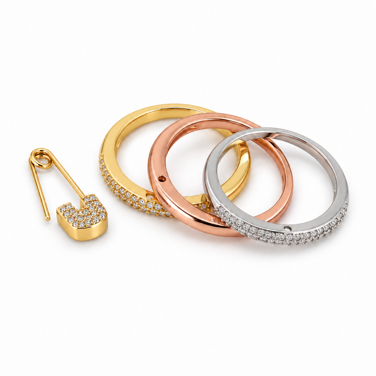 Luxe Tri-Tone Safety Pin Ring