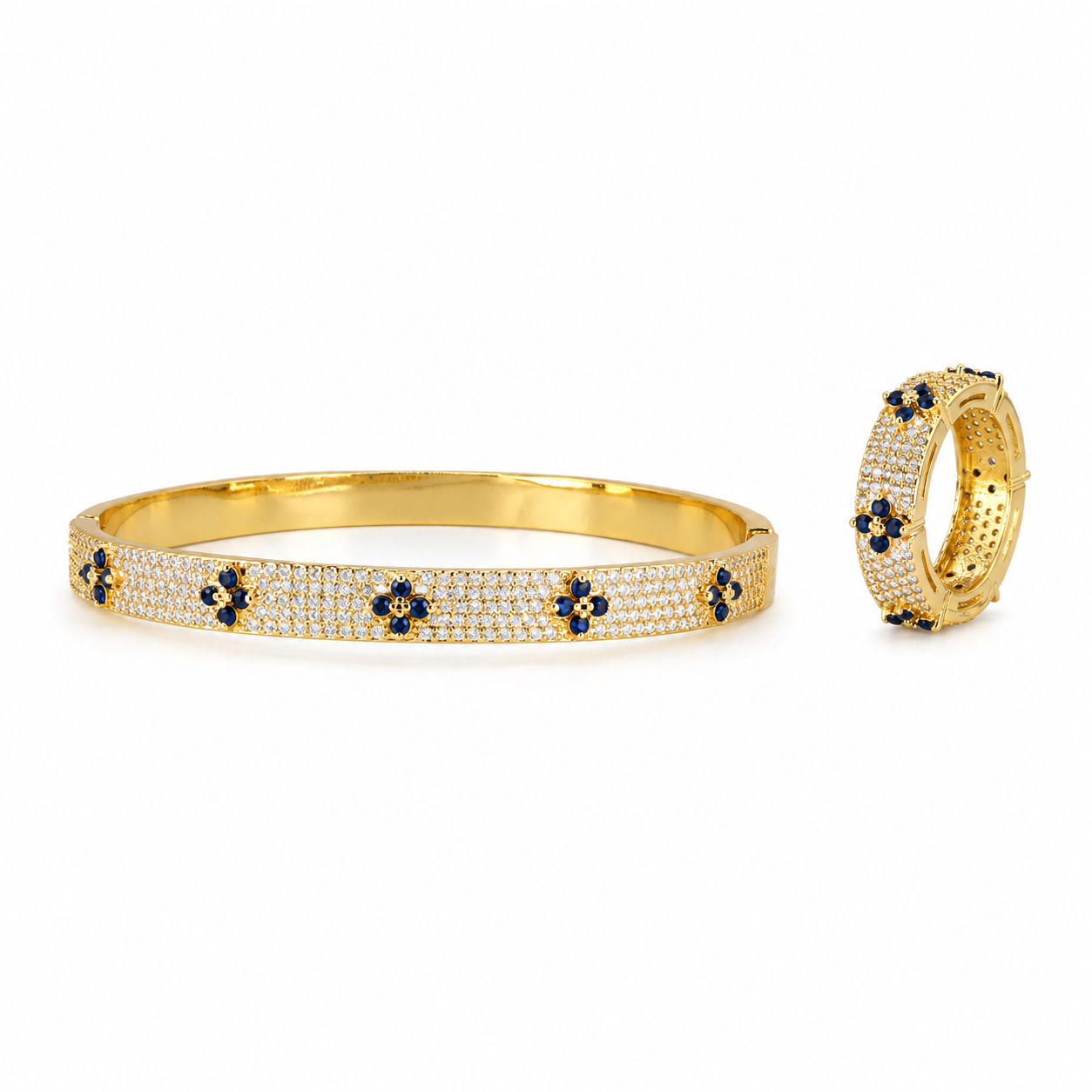 Navy Fleur Pavé Bangle
