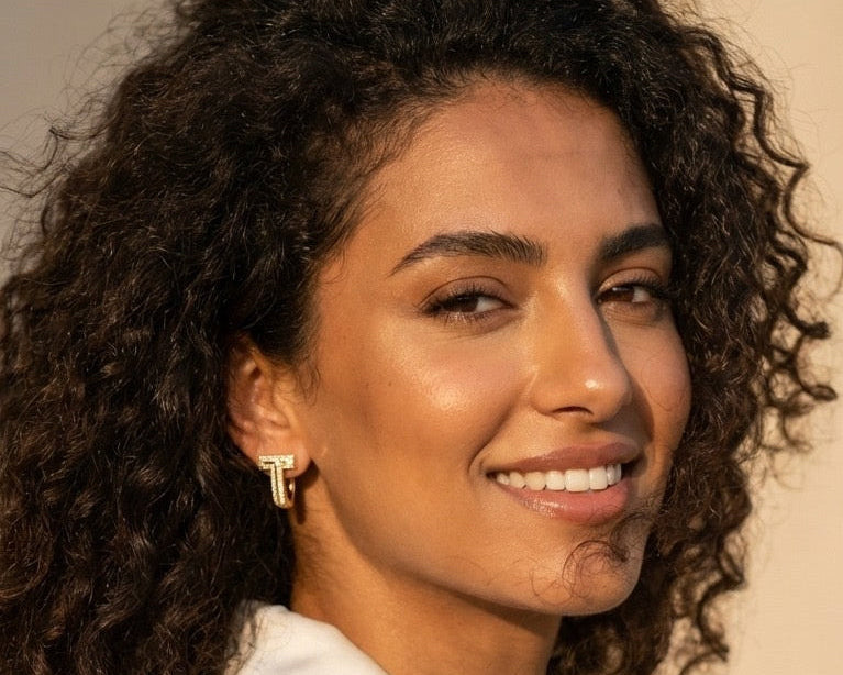 Pavé Initial T Stud Earrings