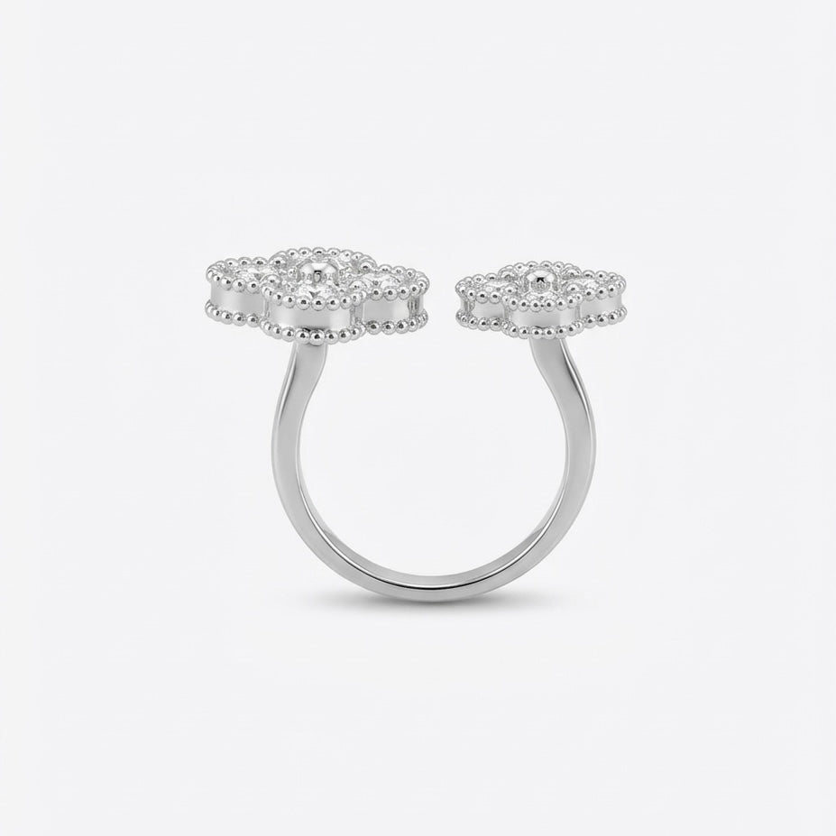 Silver Clover Duo Ring