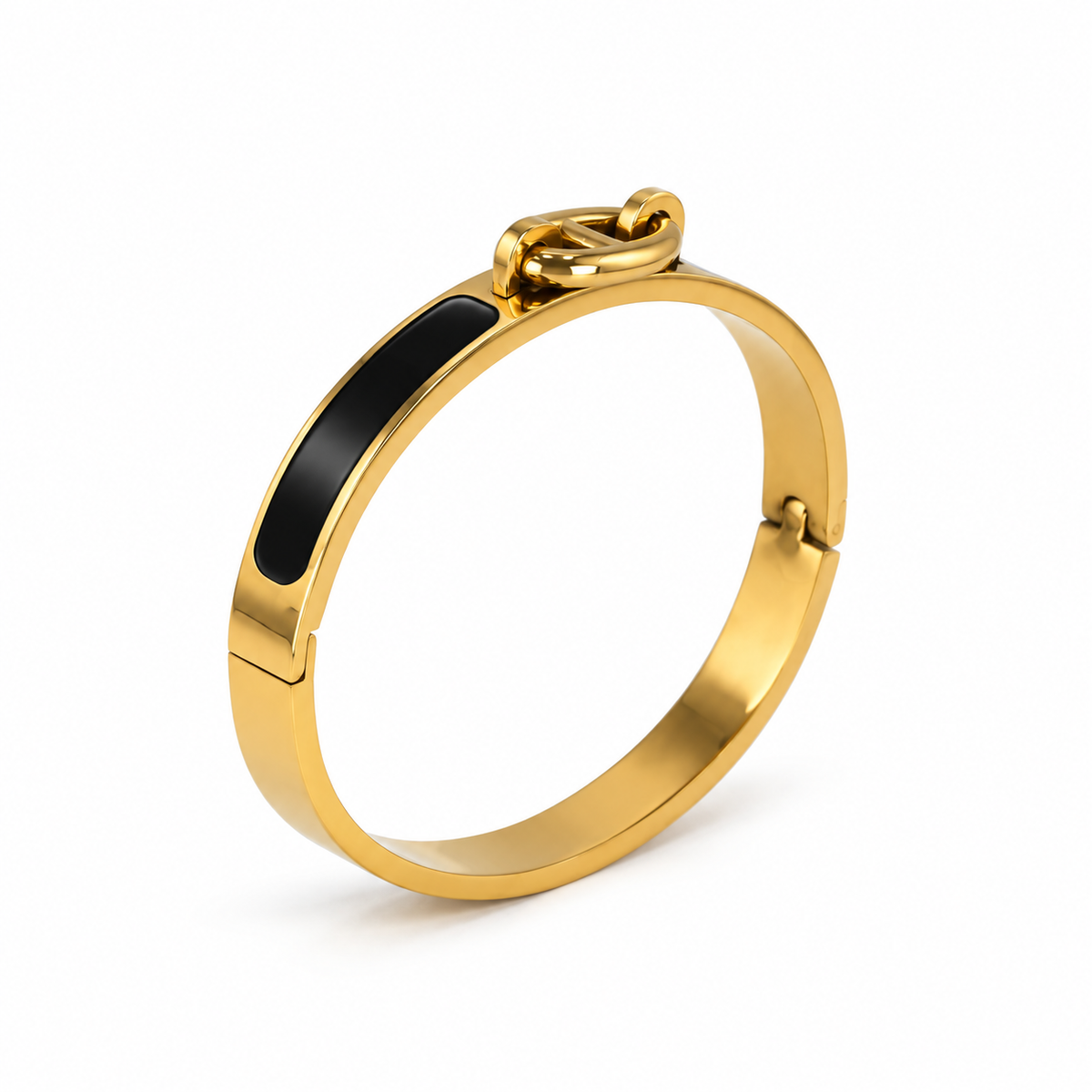 Élise Gold & Black Enamel Bangle