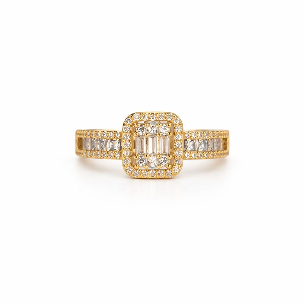 Emerald Cut Halo Ring