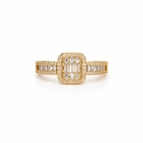 Emerald Cut Halo Ring