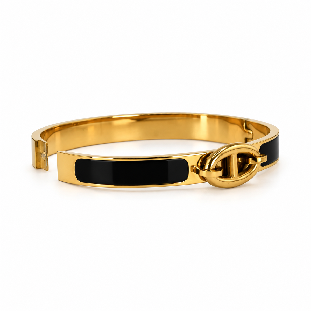 Élise Gold & Black Enamel Bangle