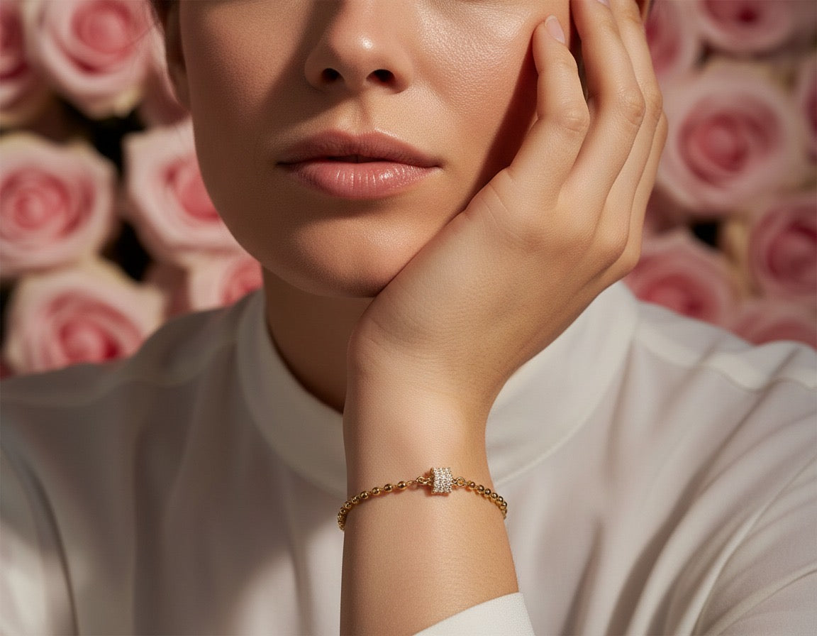 Golden Crystal Cube Bracelet