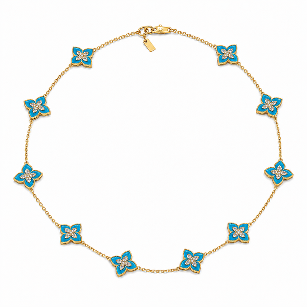 Luxe Blue Clover Necklace
