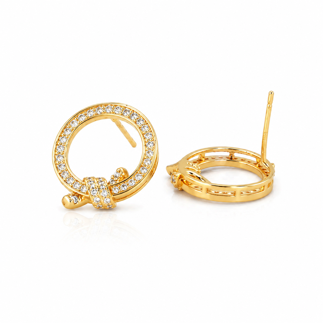 Knot Circle Zircon Stud Earrings