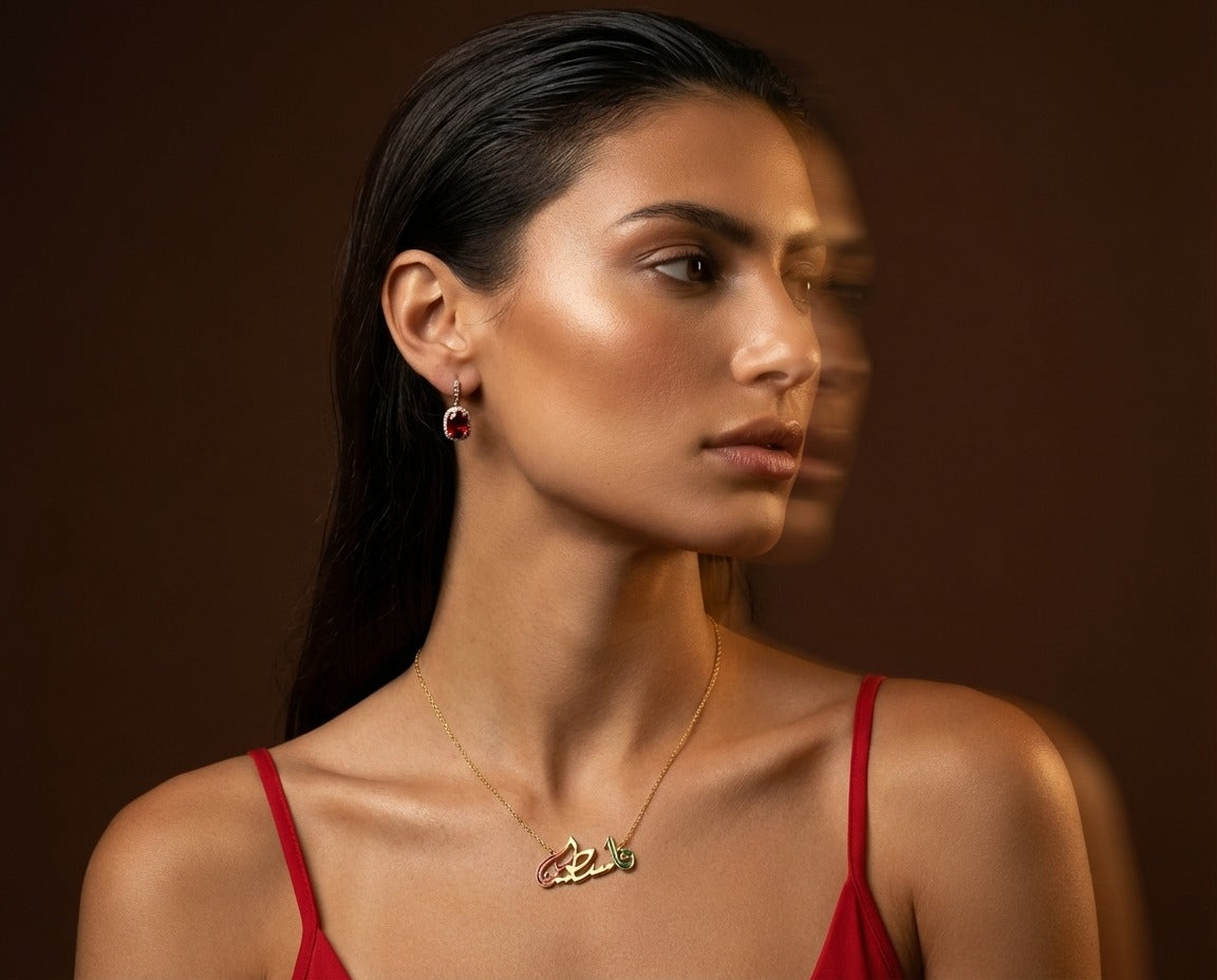 “Falasteen” Enamel Gold Necklace