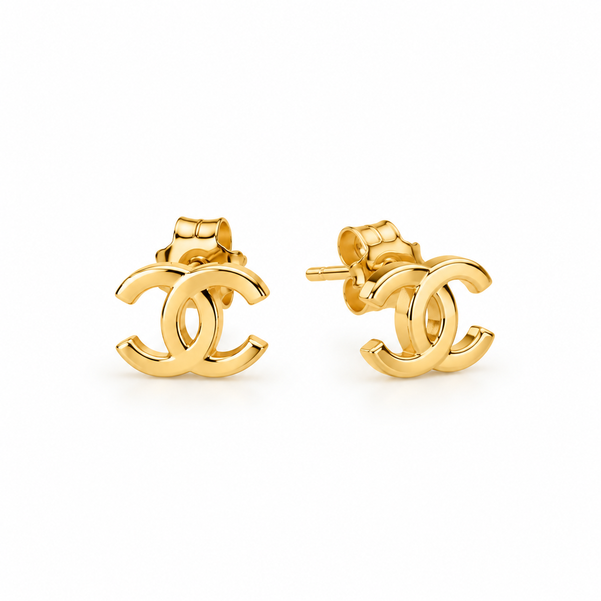 Golden CC Charm Choker & Stud Earring Set