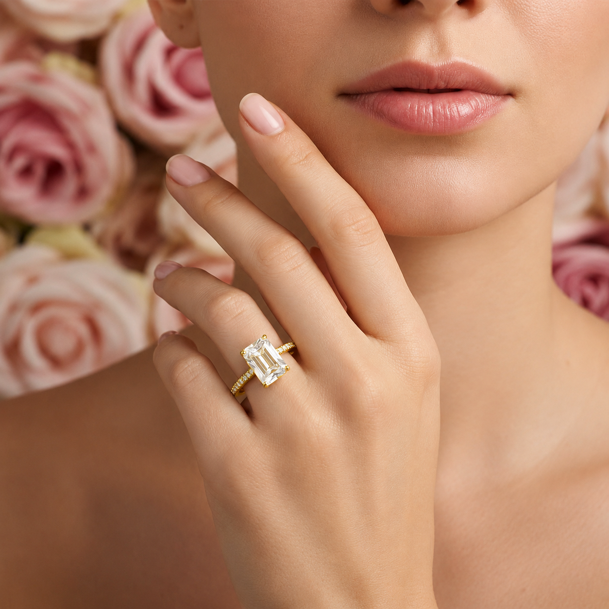 Radiant Cut Zircon Ring – Adjustable