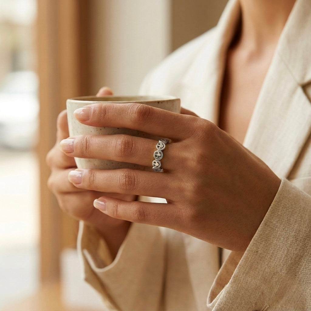 Silver Smiley Ring