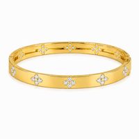 Crystal Clover Gold Bangle
