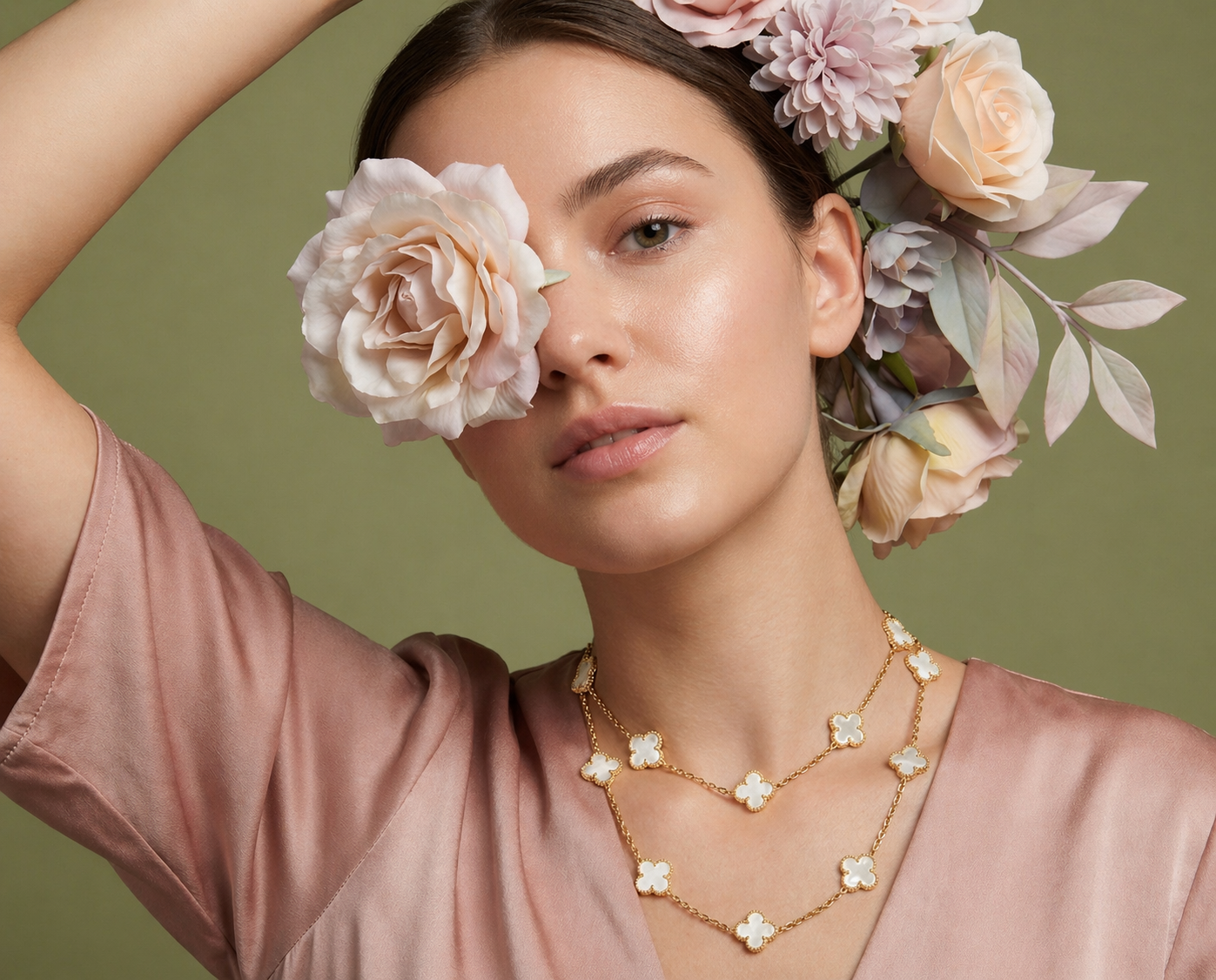 White Clover Long Necklace 35”