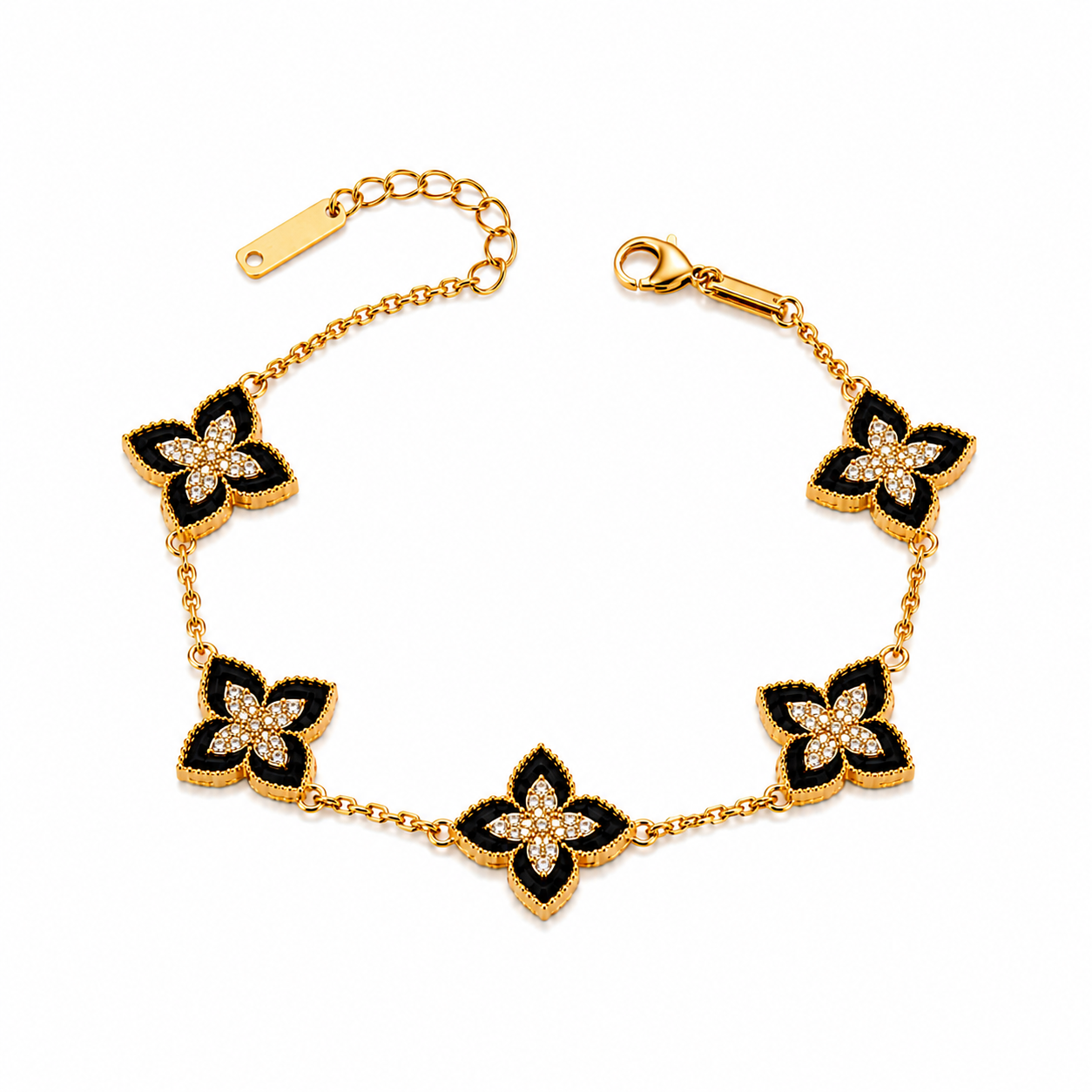 Onyx Clover Bracelet
