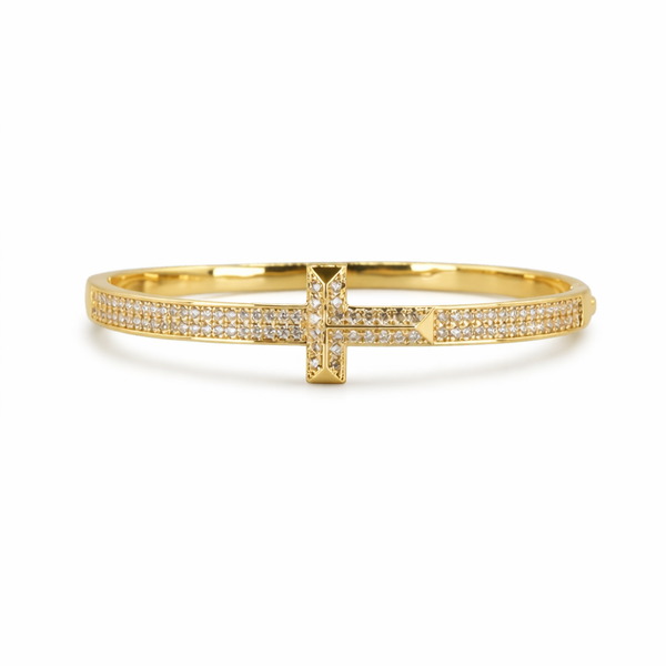 Celeste Cross Gold Bangle