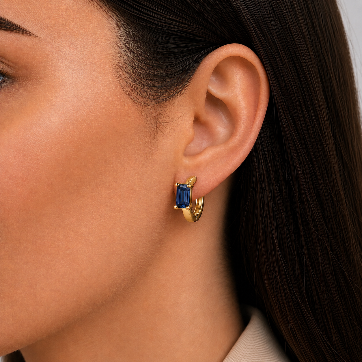 Midnight Blue Crystal Hoop Earrings