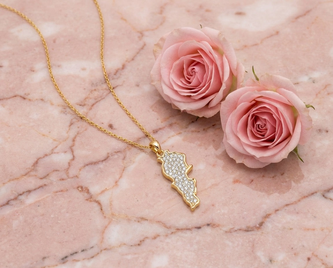 Lebanon Map Zircon Necklace