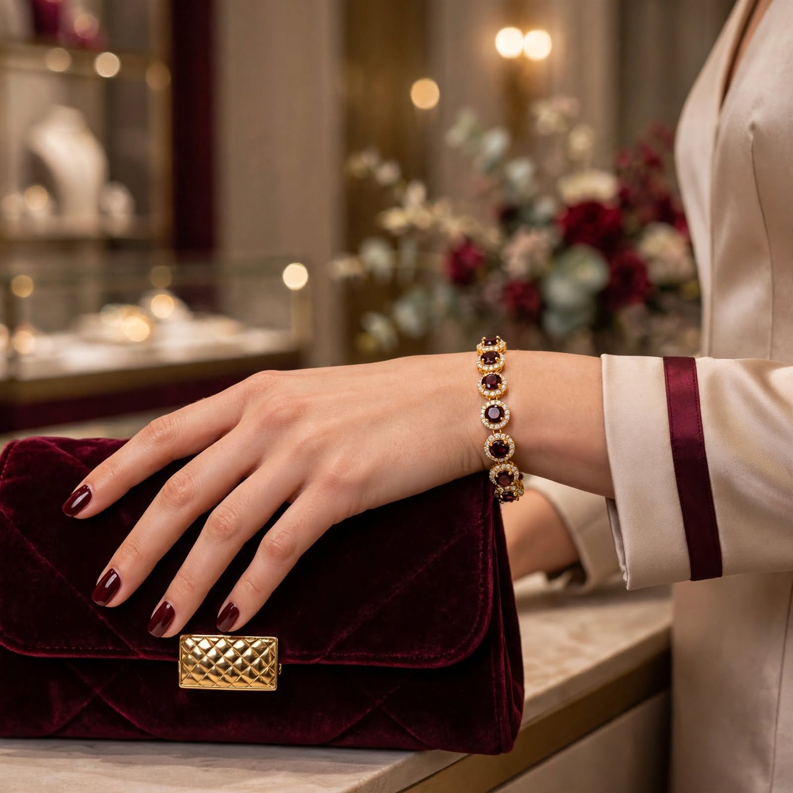 Valencia Ruby Halo Bracelet