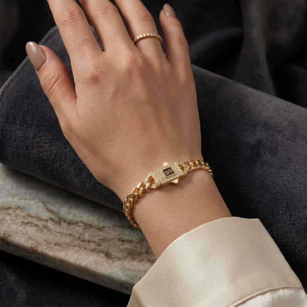 Pavé Geometric Cuban Bracelet