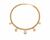 Minimal Crystal Charm Gold Necklace