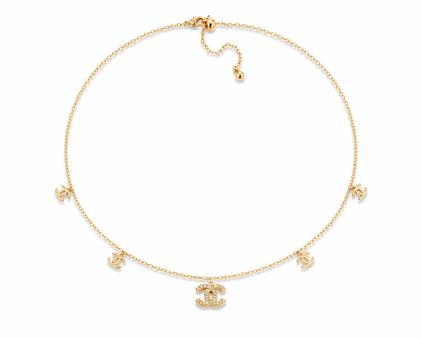 Logo Charm Gold Choker Set (Necklace + Earrings)