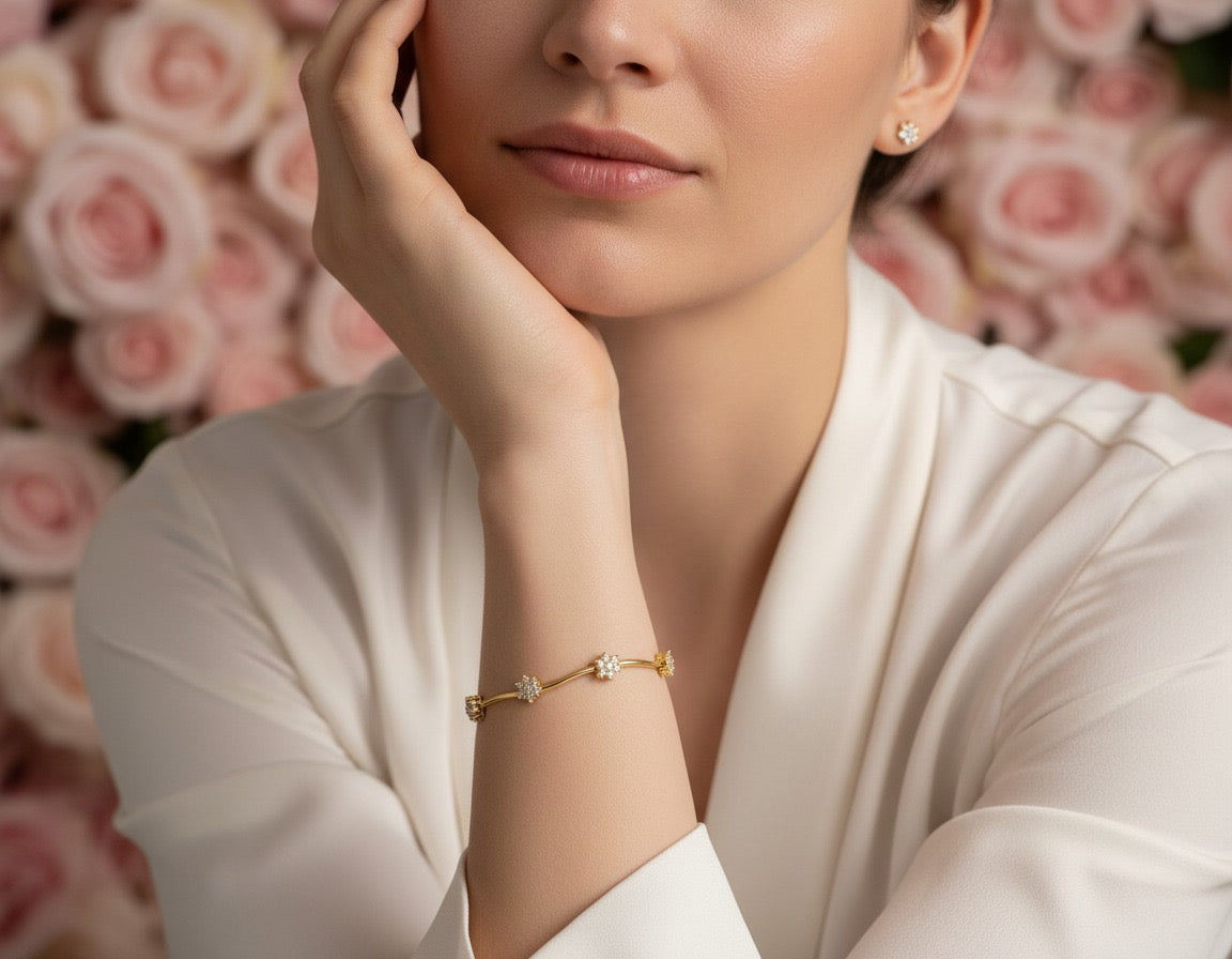 Crystal Blossom Gold Bracelet