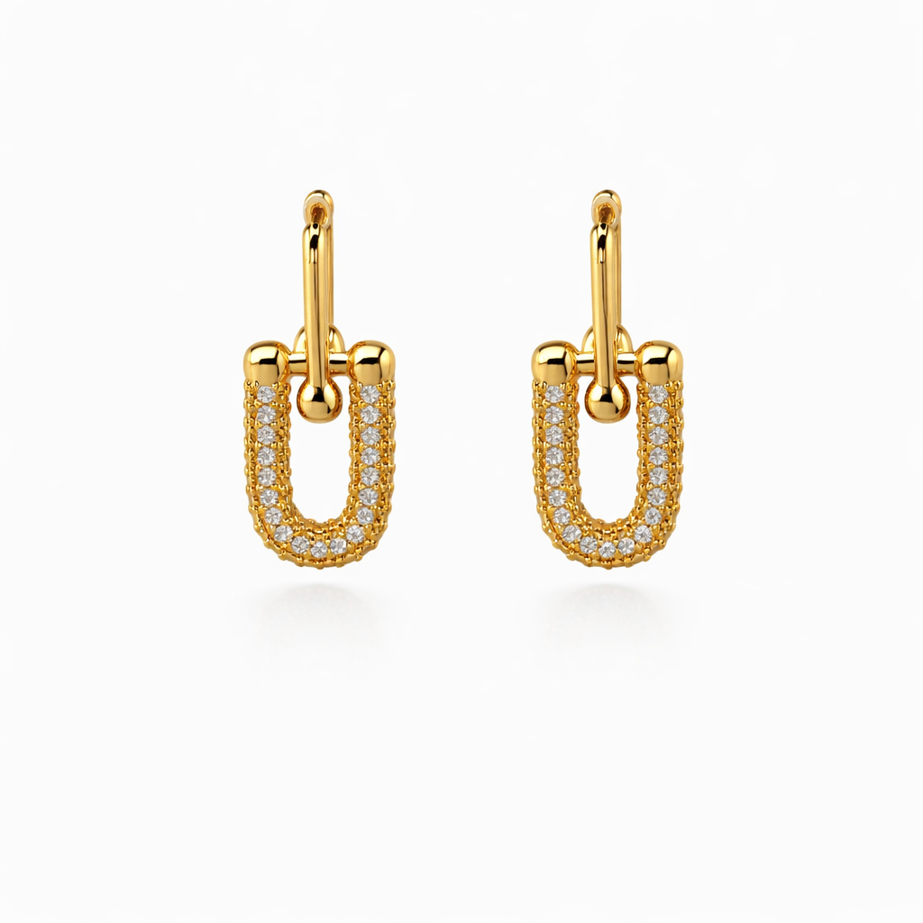 Pavé Paperclip Link Earrings