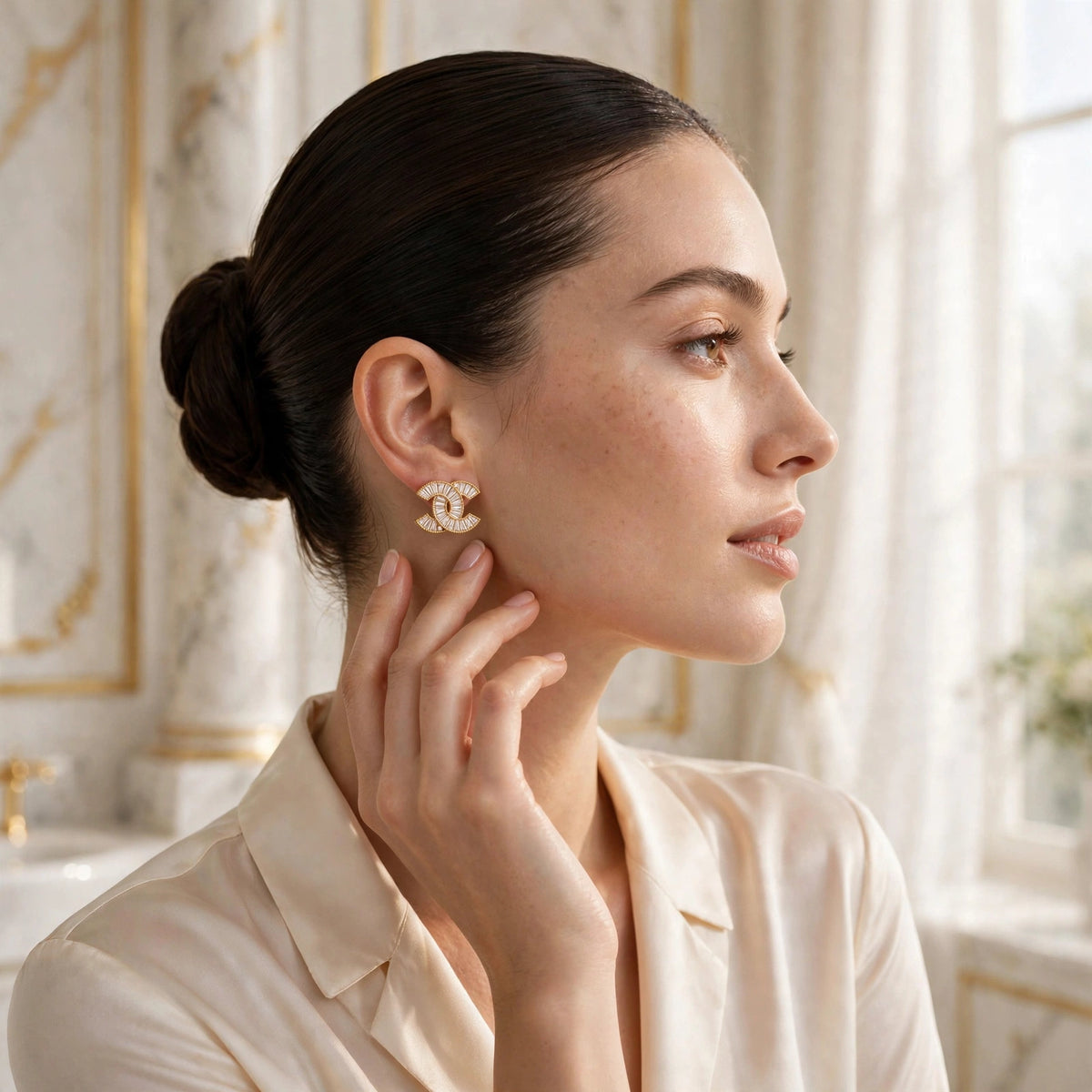 The Radiance Baguette Monogram Earrings