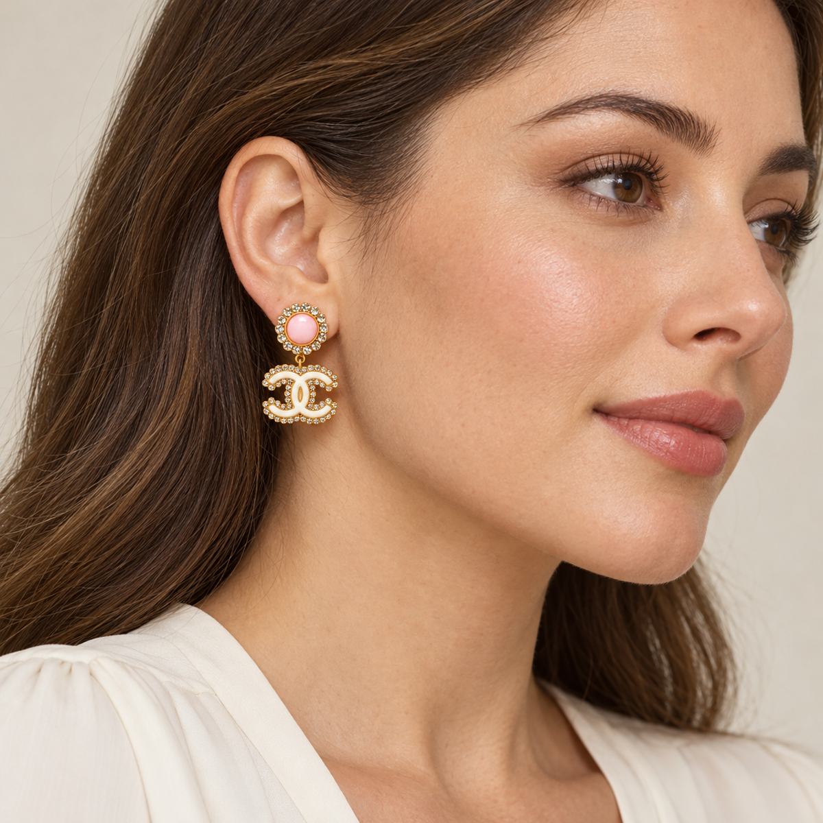 Rosé Royale Pink & Ivory Crystal Drop Earrings