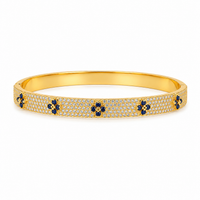 Navy Fleur Pavé Bangle