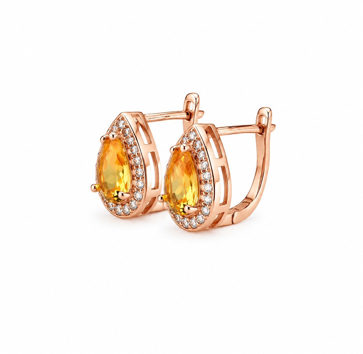Golden Amber Teardrop Earrings