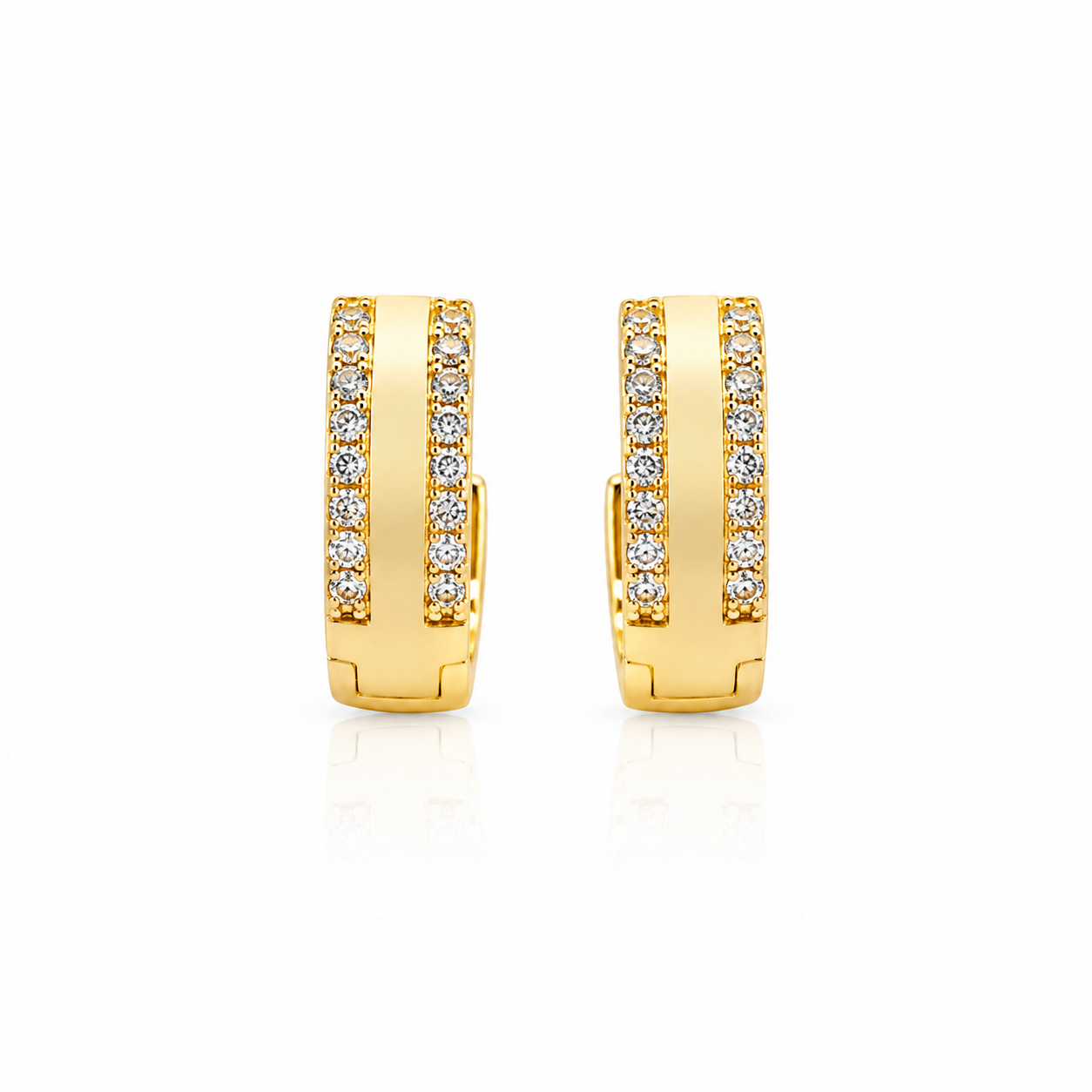 Aurora Double Row Zircon Huggie Earrings