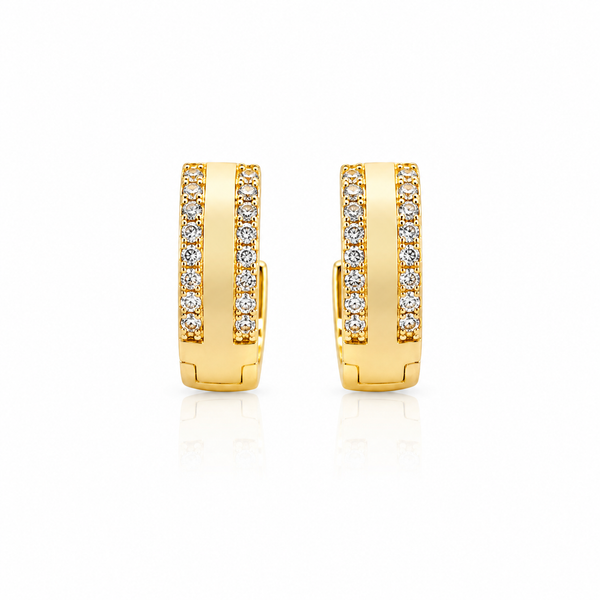 Aurora Double Row Zircon Huggie Earrings