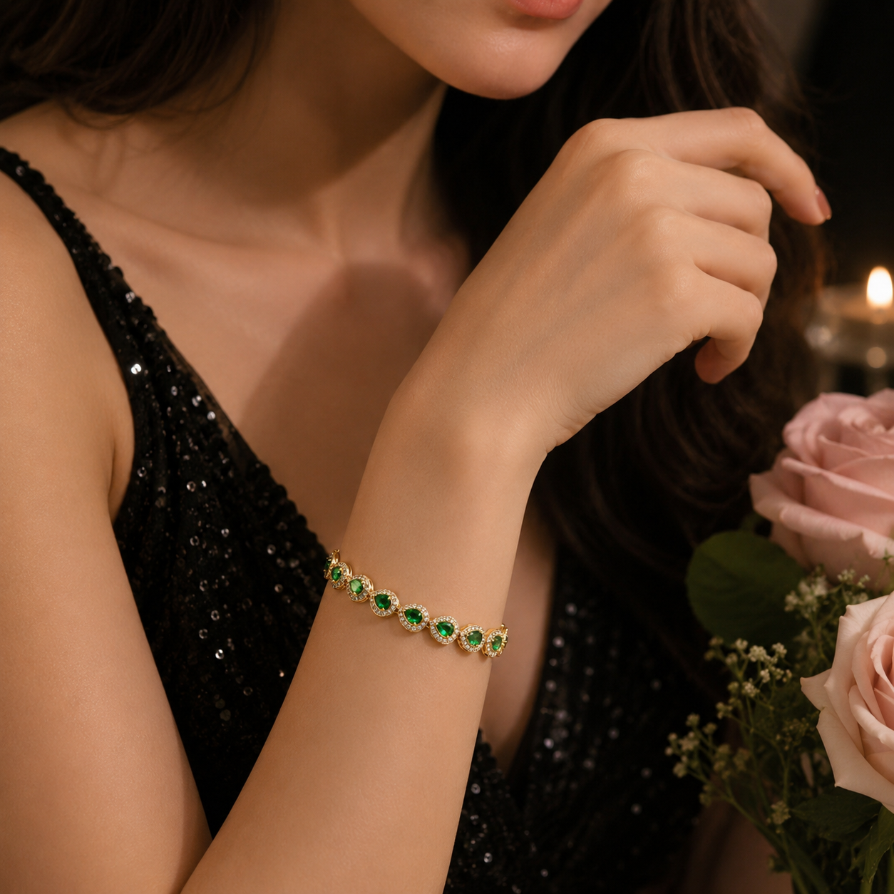 Emerald Royale Pear Zircon Bracelet